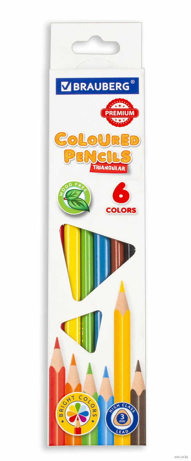 Набор карандашей цветных "Brauberg Premium" (6 цветов)