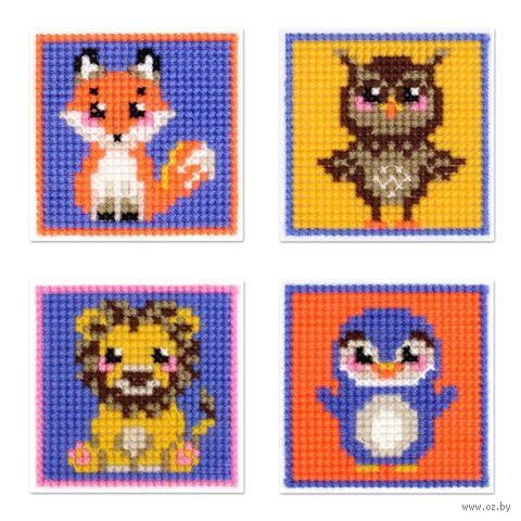Набор для вышивания на пластиковой канве "Милые животные" (106х106 мм) — фото, картинка