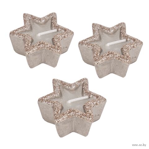 Набор свечей декоративных "Звездочки" (3 шт.; серебро) — фото, картинка