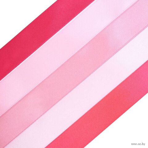 Набор декоративных лент "Розовый микс" (2,5 см; 23 м; 5 шт.) — фото, картинка