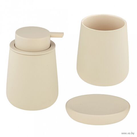 Набор для ванной комнаты "Эстетик" (3 предмета; кремовый) — фото, картинка