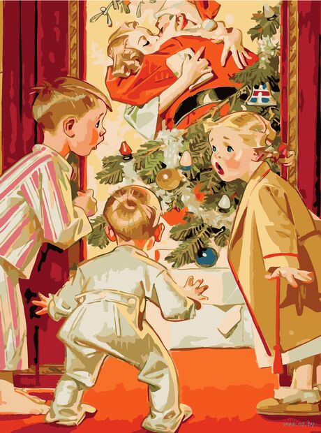 Картина по номерам "Я видел, как мама целовала Санта Клауса" (300х400 мм) — фото, картинка