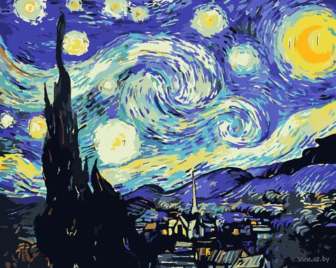 Картина по номерам "Ван Гог. Звездная ночь" (400х500 мм) — фото, картинка