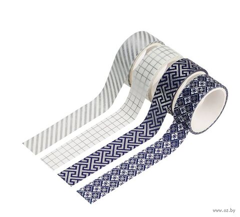 Набор клейких декоративных лент "Silver Shinet" (4 шт.) — фото, картинка