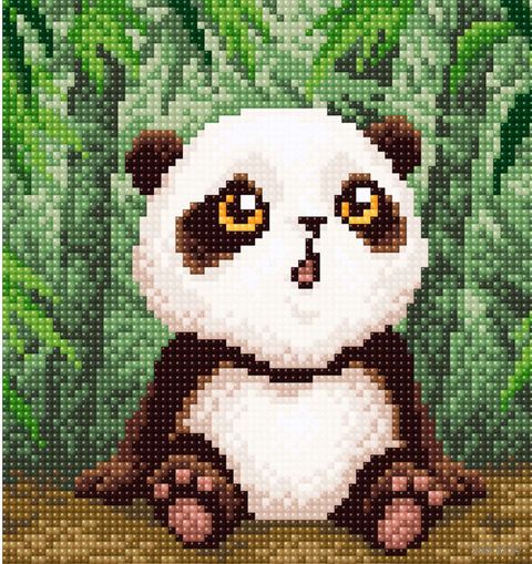 Алмазная вышивка-мозаика "Малыш-панда" (200х200 мм) — фото, картинка