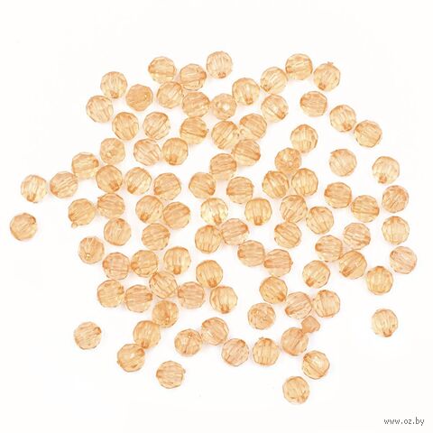 Бусины пластиковые "Граненый круг" (8 мм; 90 шт.; бежевый) — фото, картинка