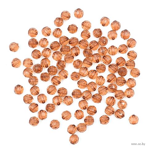 Бусины пластиковые "Граненый круг" (8 мм; 90 шт.; коричневый) — фото, картинка