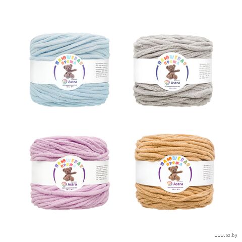 Пряжа "Плюшевая. Ассорти №5" (100 г; 80 м; 4 цвета) — фото, картинка