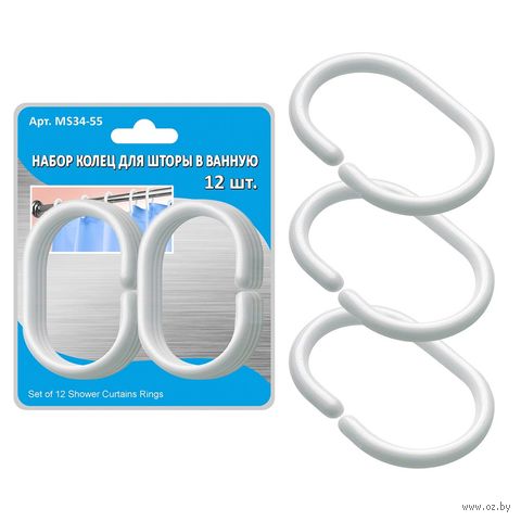 Кольца для шторы в ванную "Мультидом" (12 шт.) — фото, картинка
