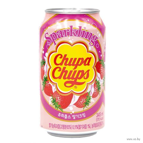 Напиток газированный "Chupa Chups. Клубника" (345 мл) — фото, картинка