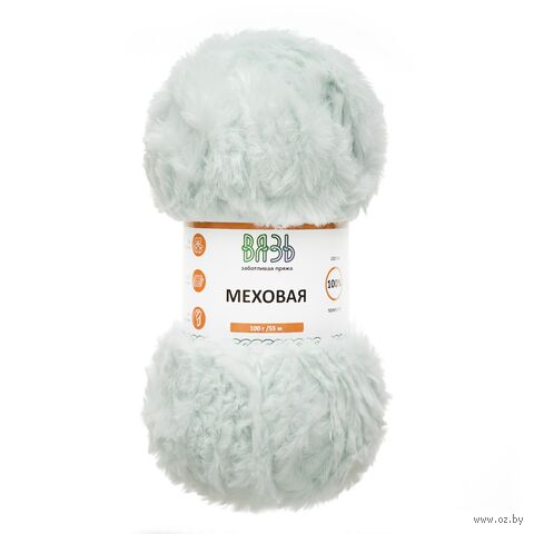 Пряжа "Меховая №03" (100 г; 55 м; светлая мята) — фото, картинка