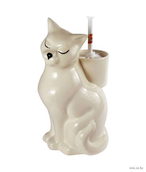 Подставка для унитазного ерша "Кошка белая" — фото, картинка