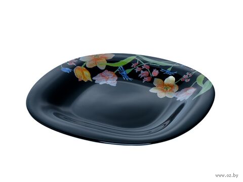 Тарелка десертная стеклянная "Neo carina minuet black" (190 мм) — фото, картинка