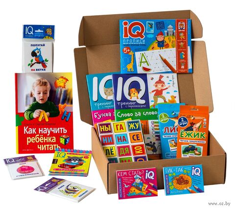 Посылка. Большой комплект IQ-игр. Учимся читать словосочетания и предложения — фото, картинка