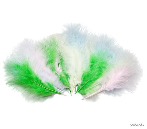 Перо марабу обработанное "Ассорти №1" (20 шт.) — фото, картинка