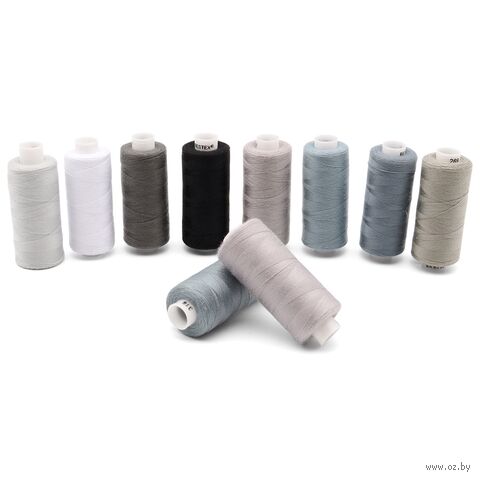 Набор швейных ниток 40/2 "Серый микс" (365 м; 10 шт.) — фото, картинка