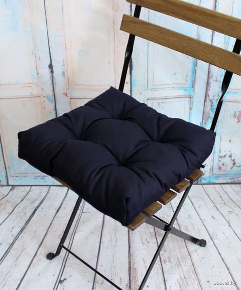 Подушка на стул "Monochrome" (40х40 см; темно-синяя) — фото, картинка