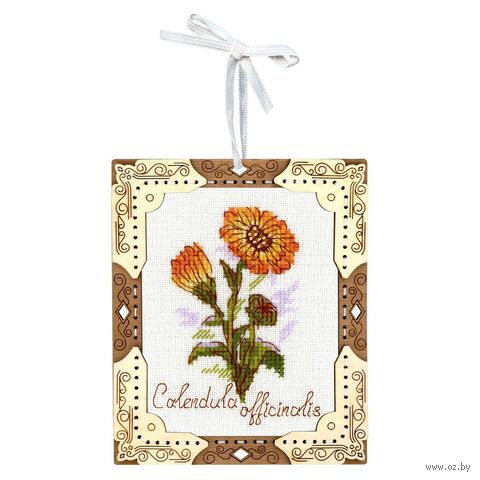 Набор для вышивания на деревянной основе "Миниатюра. Календула" (110х130 мм) — фото, картинка