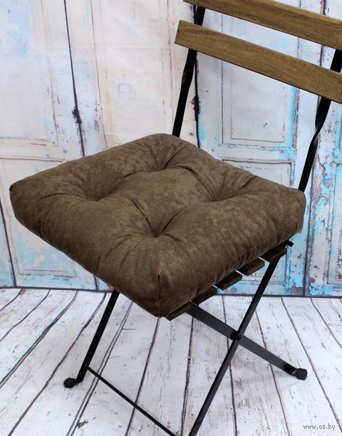 Подушка на стул "Velours" (40х40 см; коричневая) — фото, картинка