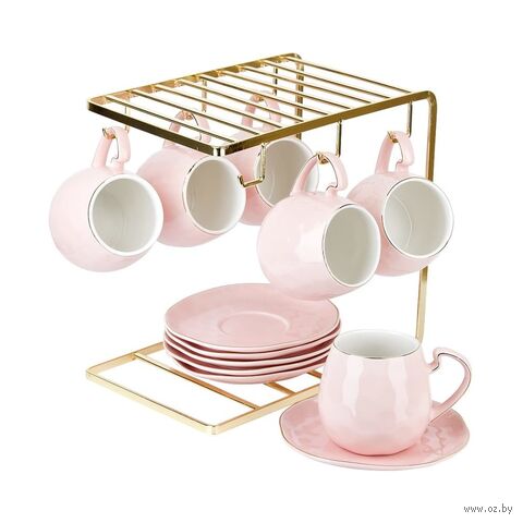 Набор чашек с блюдцами "5th Avenue. Alissa. На металлической подставке" (13 предметов) — фото, картинка