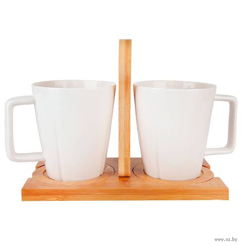 Набор кружек на подставке "Naturel" (2 шт.; 360 мл) — фото, картинка