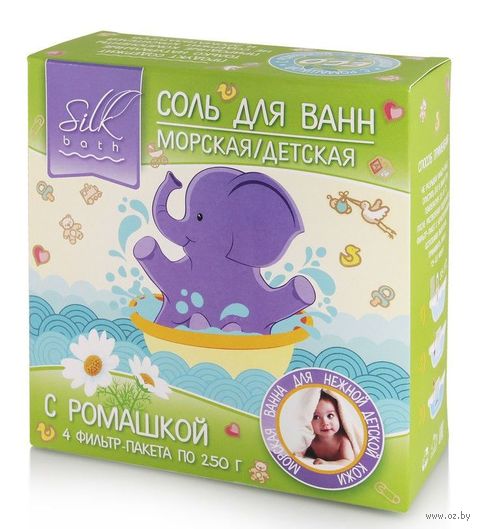 Соль для ванн детская "Морская природная с ромашкой" (1 кг) — фото, картинка