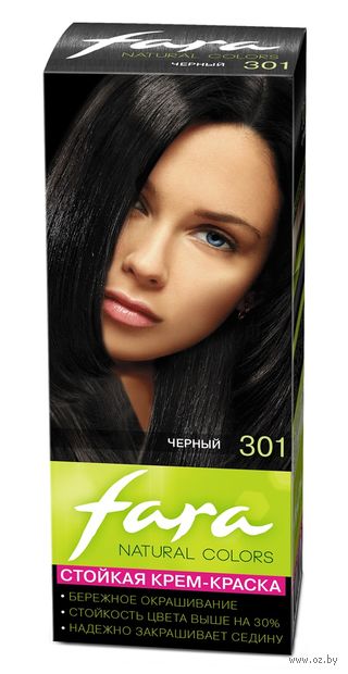 Крем-краска для волос "Fara. Natural Colors" тон: 301, черный — фото, картинка
