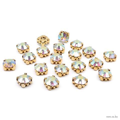 Стразы для рукоделия "Хрусталик" (8 мм; 20 шт.; голографический) — фото, картинка