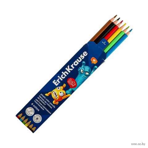 Набор пластиковых цветных карандашей "Jolly Friends" (6 цветов) — фото, картинка