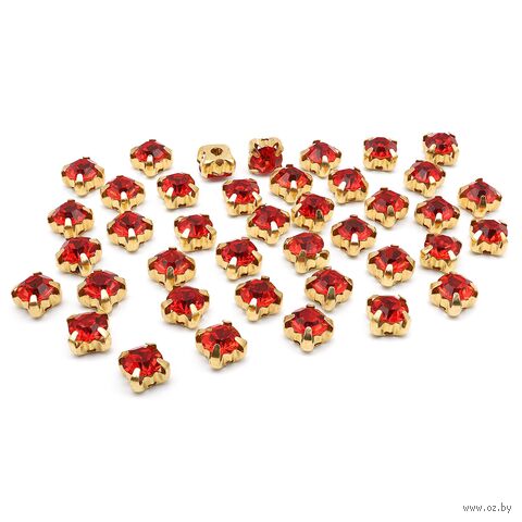 Стразы для рукоделия "Хрусталик" (6 мм; 40 шт.; красный) — фото, картинка