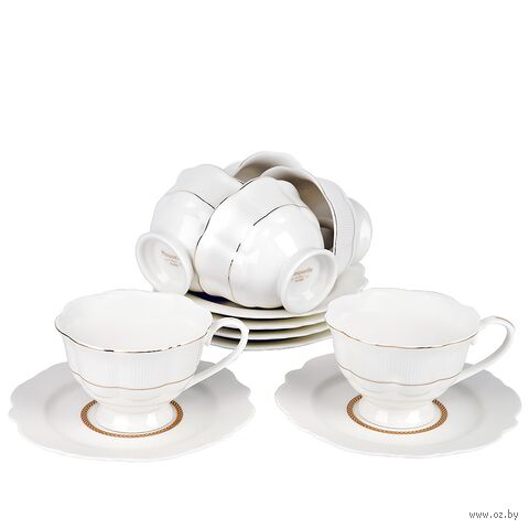 Набор чашек с блюдцами "White chic" (12 предметов) — фото, картинка