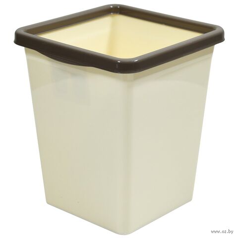 Ведро для мусора "С фиксатором" (8,5 л; слоновая кость-шоколад) — фото, картинка