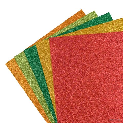 Набор фоамирана с глиттером "Ассорти №03" (20х30 см; 5 листов) — фото, картинка