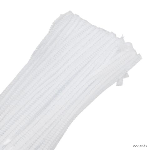 Проволока синельная для творчества "Плюшевая" (300 мм; 100 шт.; белый) — фото, картинка