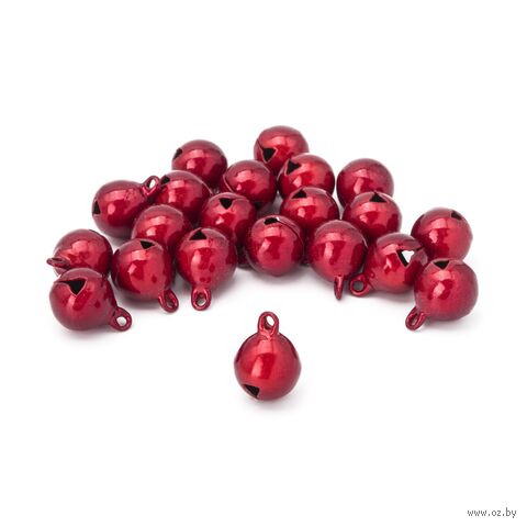 Бубенчики для творчества и рукоделия "Жемчужные" (20 шт.; 12 мм; красный) — фото, картинка