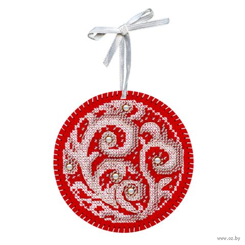 Набор для вышивания на перфорированном фетре "Морозные узоры. Шар" (100х100 мм) — фото, картинка