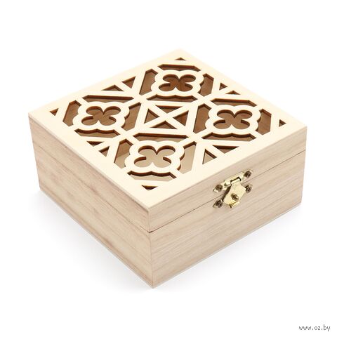 Деревянная заготовка для декорирования "Шкатулка с узорным окошком" — фото, картинка