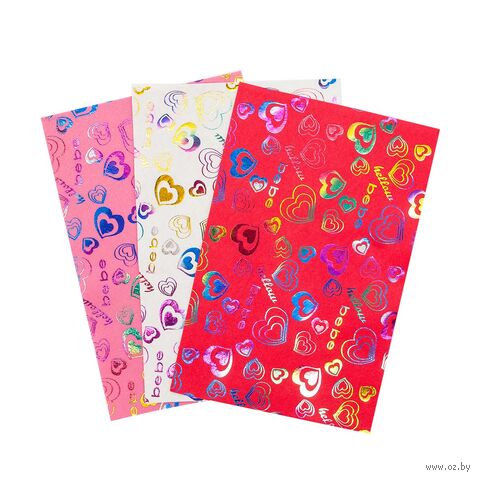 Фетр листовой мягкий "Сердца" (20х30 см; ассорти; 3 листа) — фото, картинка