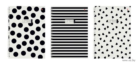 Тетрадь общая в клетку на гребне "Black and White" (А4; 96 листов) — фото, картинка