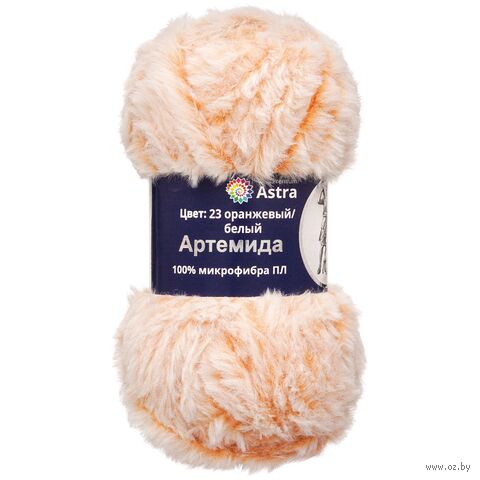 Пряжа "Артемида №23" (100 г; 60 м; оранжевый/белый) — фото, картинка
