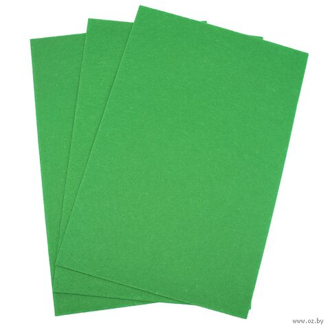 Фетр листовой жесткий (20х30 см; зеленый; 3 листа) — фото, картинка