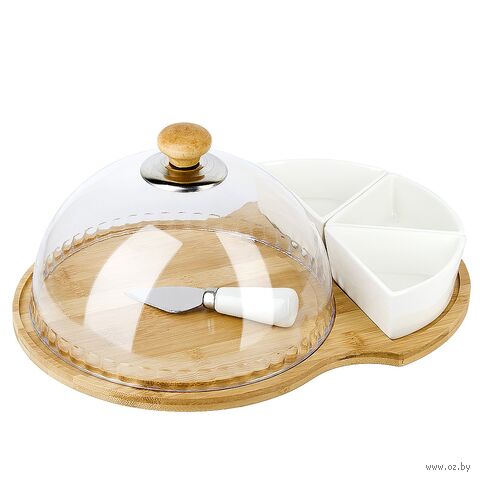 Блюдо сервировочное с крышкой и ножом "Naturel" (335х230х150 мм) — фото, картинка