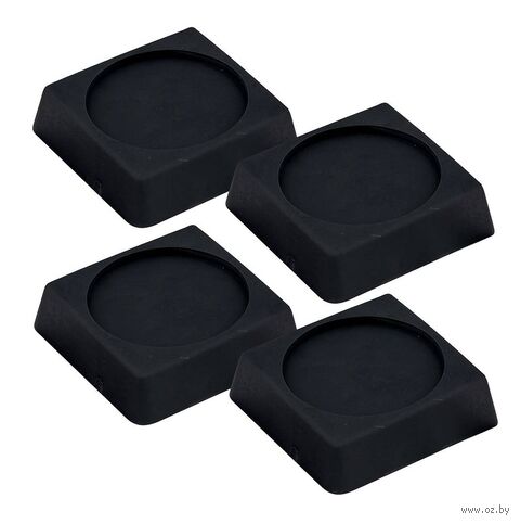 Антивибрационные подставки для стиральных машин и холодильников (6х6х1,5 см; чёрный) — фото, картинка