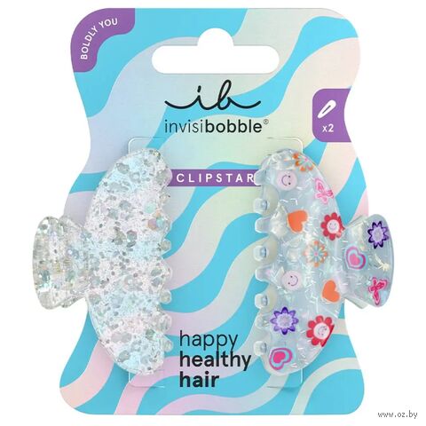 Набор заколок-крабиков для волос "Cosmic Glow" (2 шт.) — фото, картинка