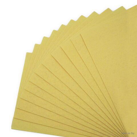 Фетр листовой жесткий (20х30 см; светло-желтый; 12 листов) — фото, картинка